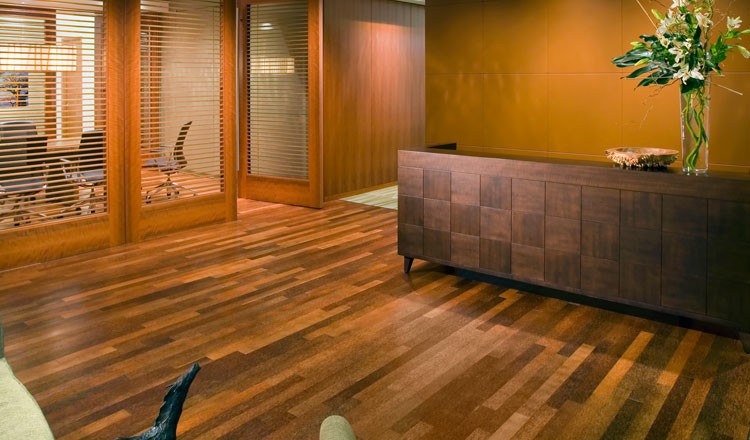 palmwood in a commercial office interior